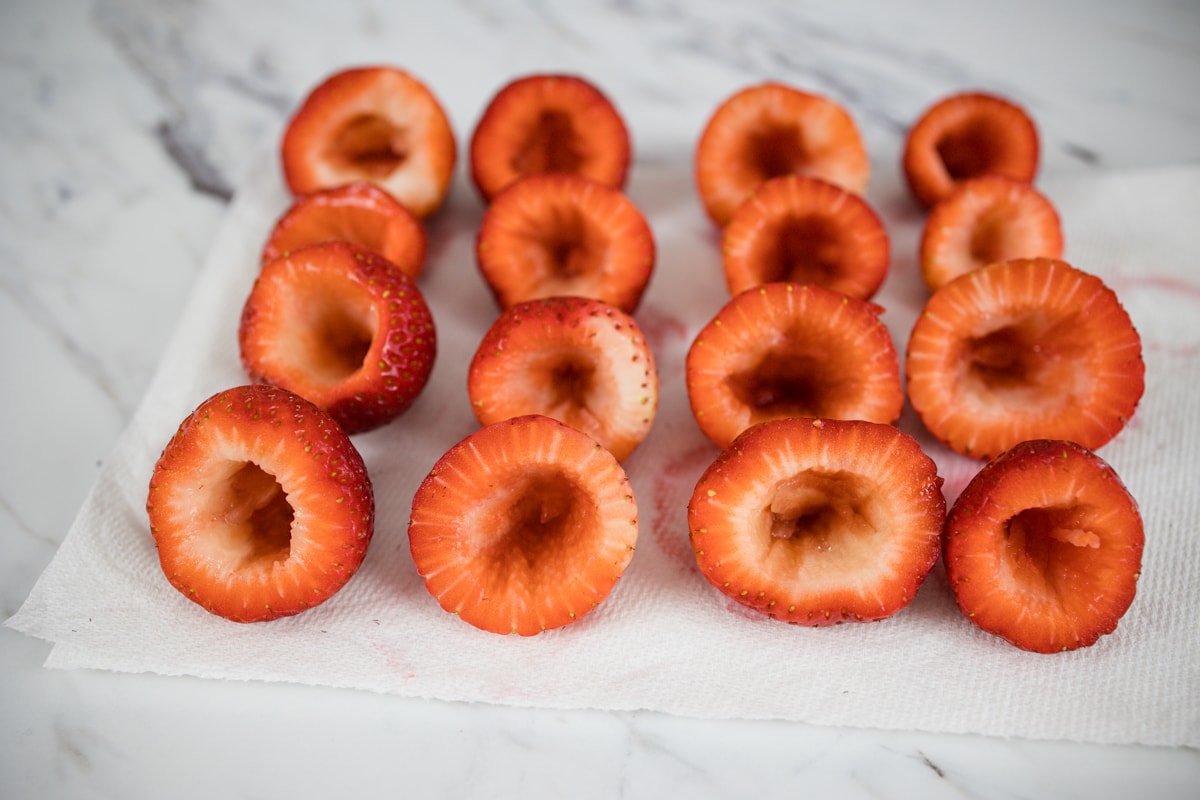 Hulled Strawberries for Cheesecake Bites