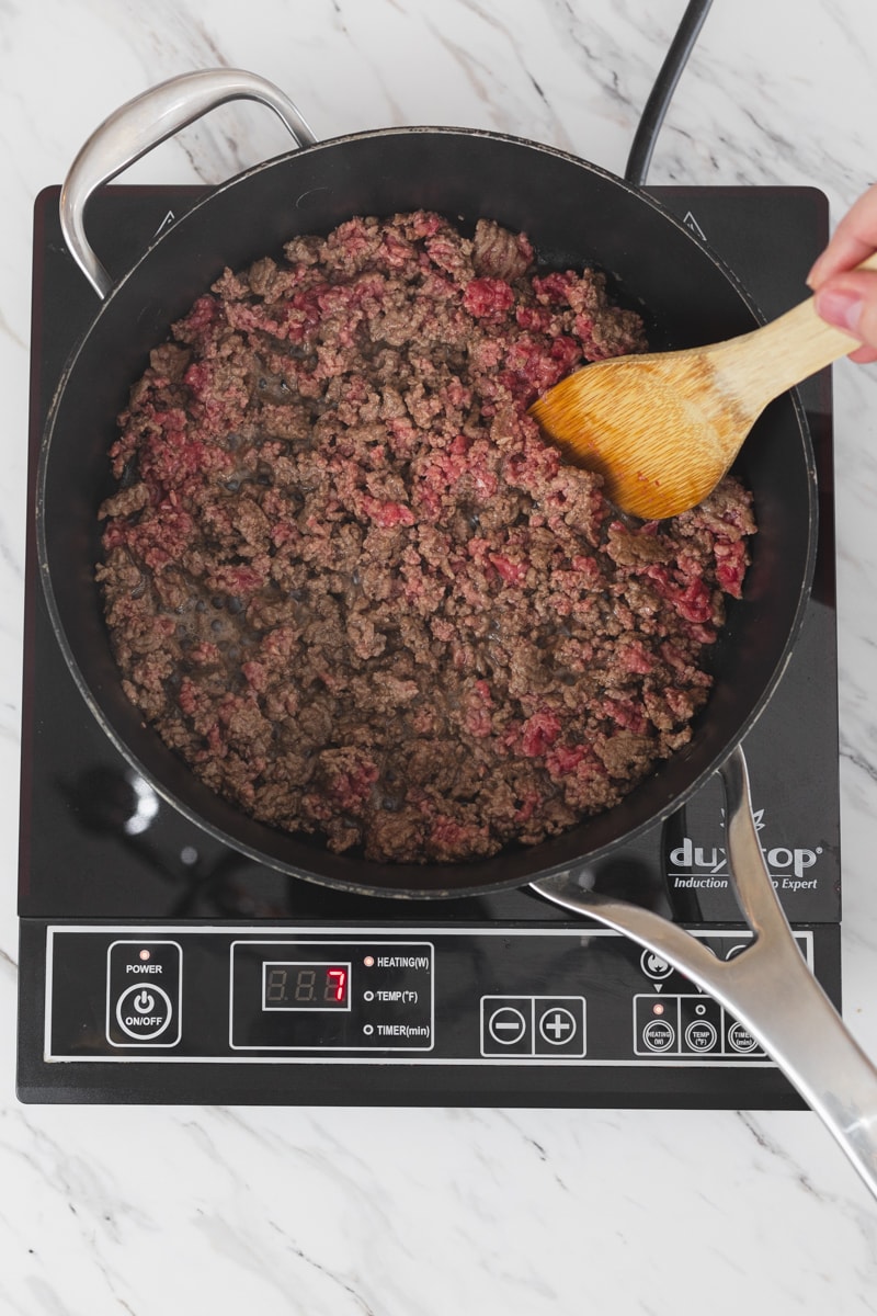 Ground Beef in Pan for Taco Dip