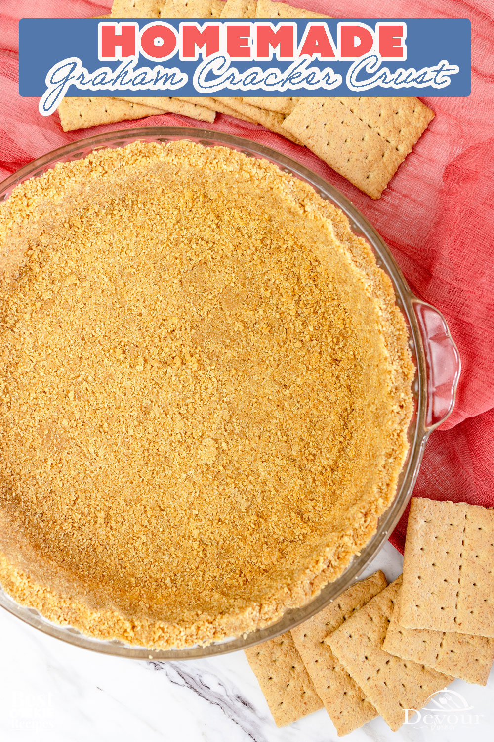 This super easy Homemade Graham Cracker Crust is perfect for pies, cookie bars, cheesecakes, and so many other delicious dessert recipes. It's one of (if not THE) easiest crust recipes to make and tastes way better than store-bought crusts!