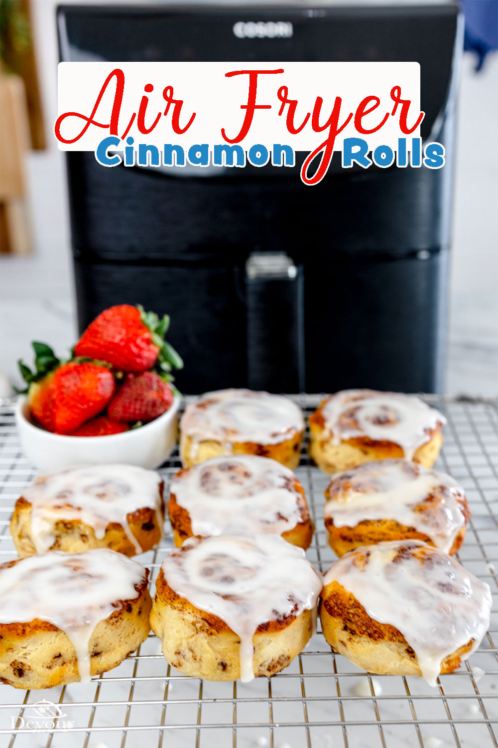 There's nothing quite like waking up to the smell of freshly made Cinnamon Rolls! A batch of these Pillsbury Air Fryer Cinnamon Rolls only takes 6 minutes to make - perfect for a quick breakfast on the go, or for an afternoon snack!
