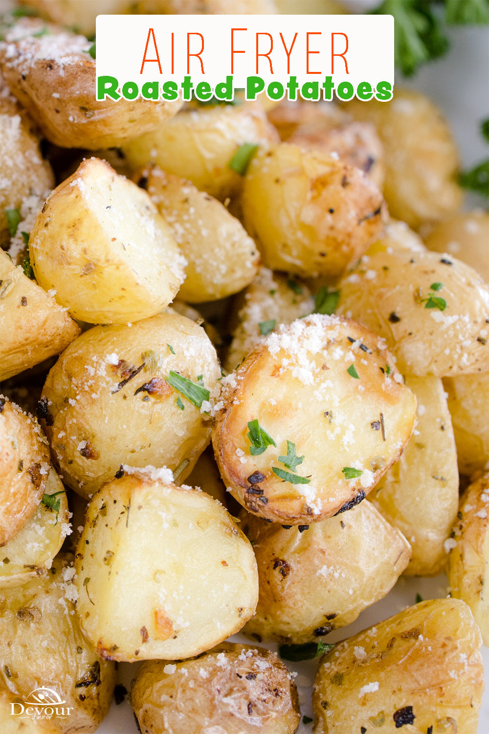 Crispy, delicious, and perfectly seasoned, these Air Fryer Roasted Potatoes are a quick and easy side dish recipe that will go well with almost any meal!