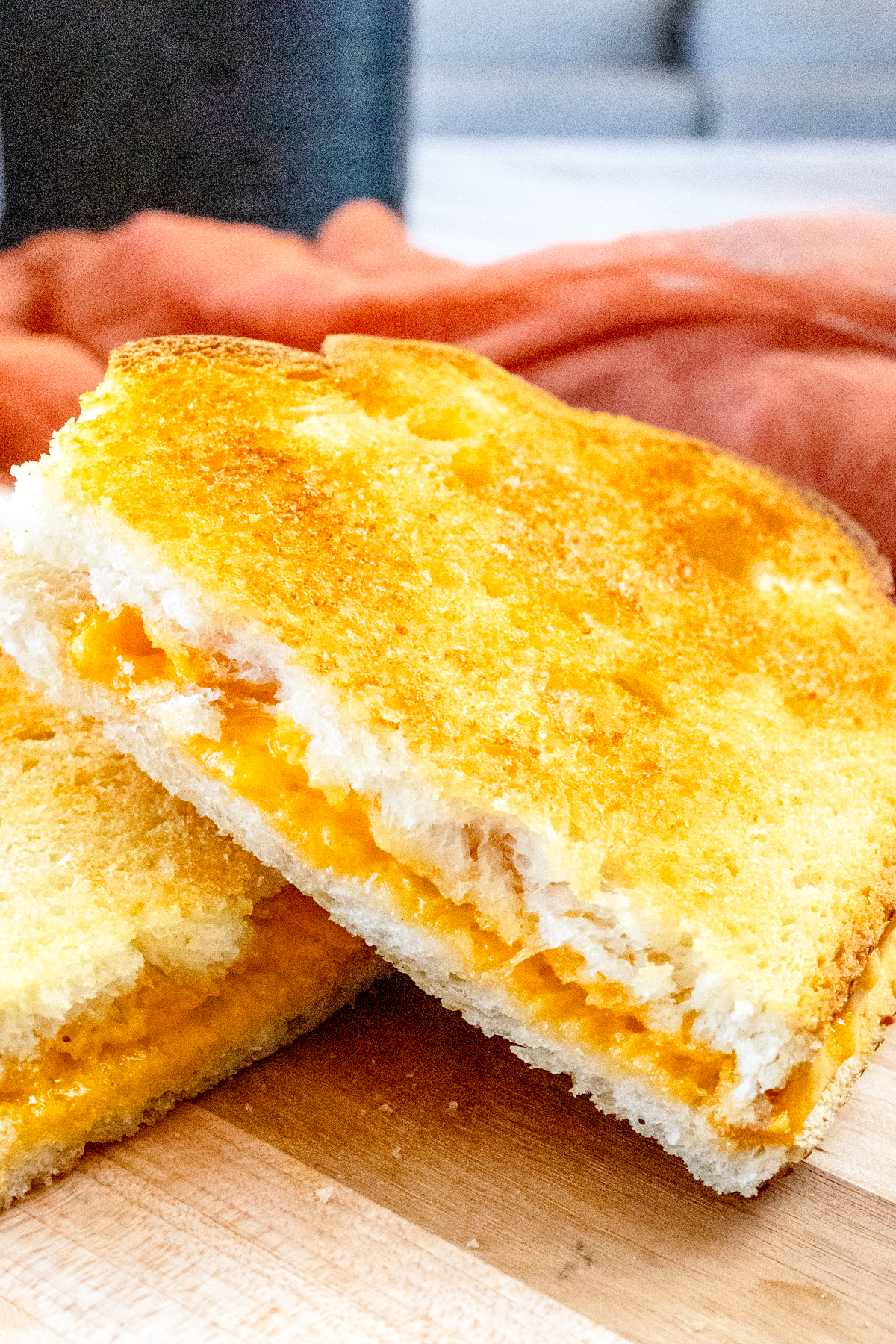 Close up of an Air Fryer Grilled Cheese Sandwich.