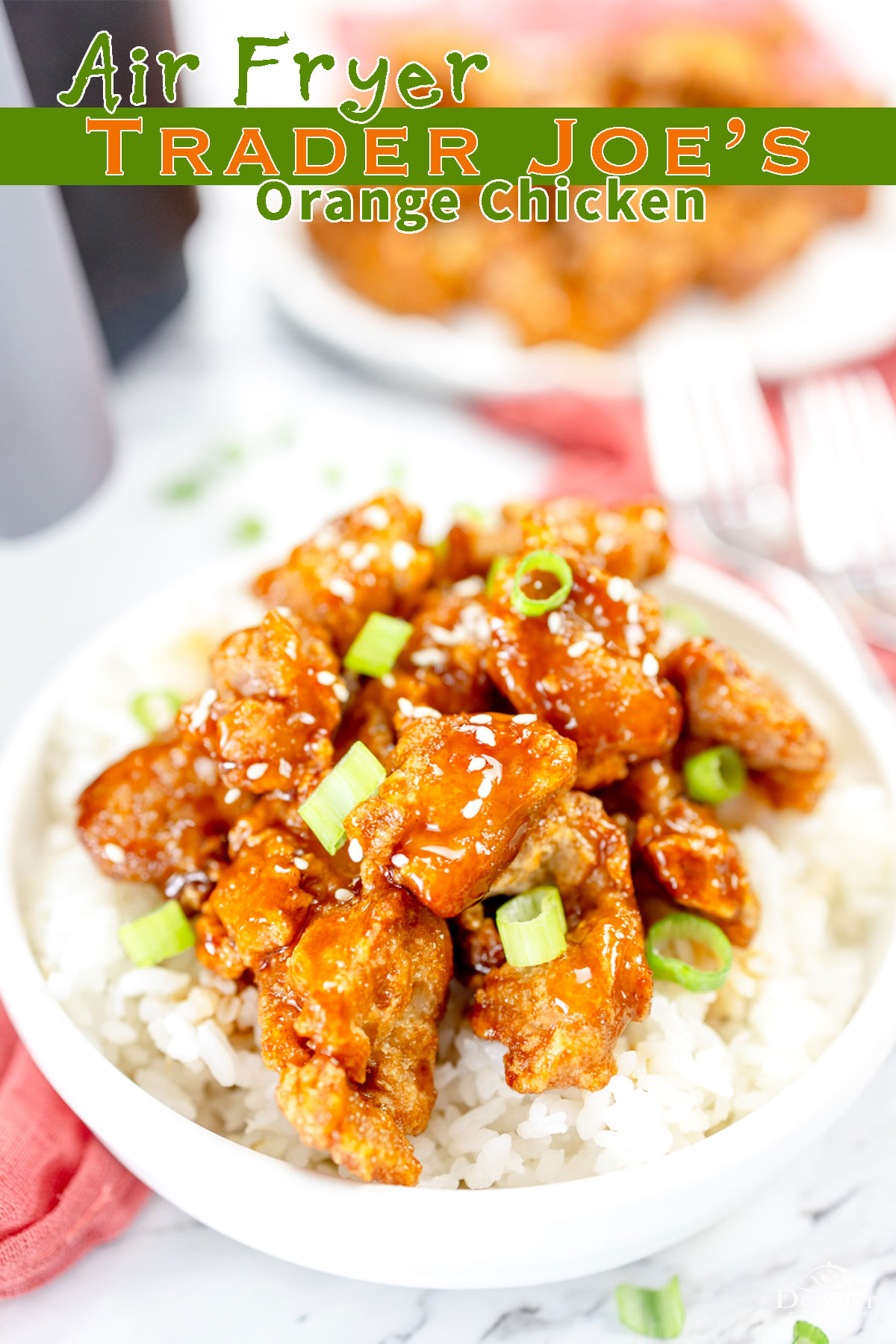 This Trader Joe's Orange Chicken Air Fryer recipe gives you sublime flavors with unbeatable crunch in just 15 minutes! It's the perfect solution to busy weeknight meal situations for the whole family!