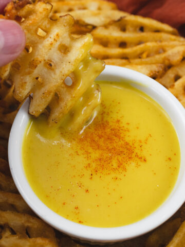 Tasty Honey Mustard Dipping Sauce with Waffle Fries