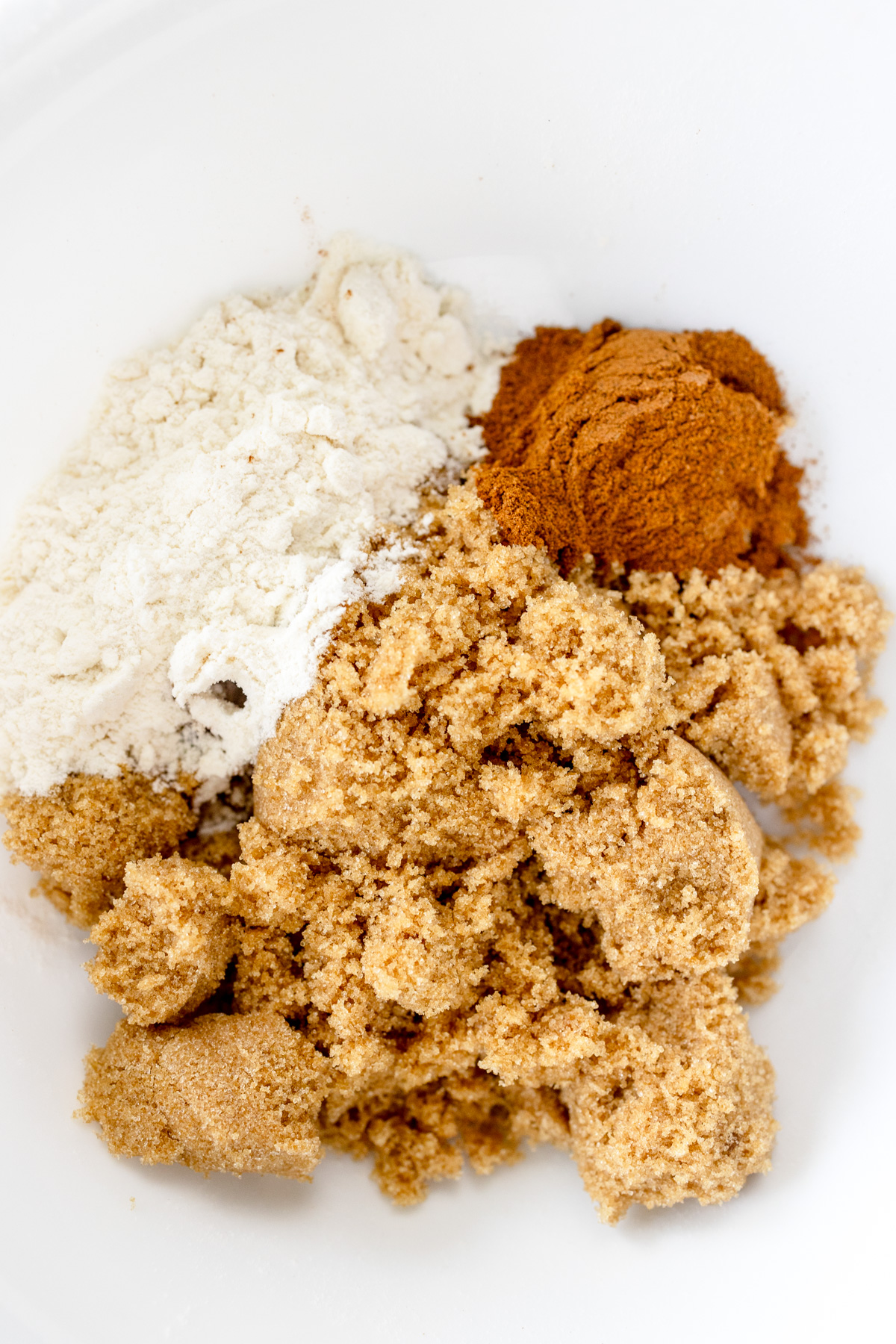 Overhead image of ingredients needed to make Blueberry Peach Muffins.