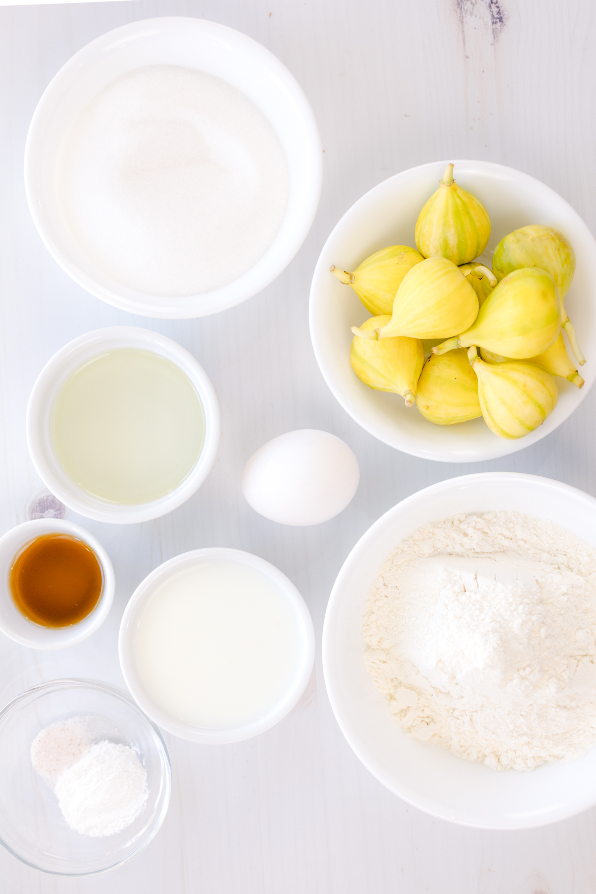 Overhead image of ingredients needed to make fig muffins.