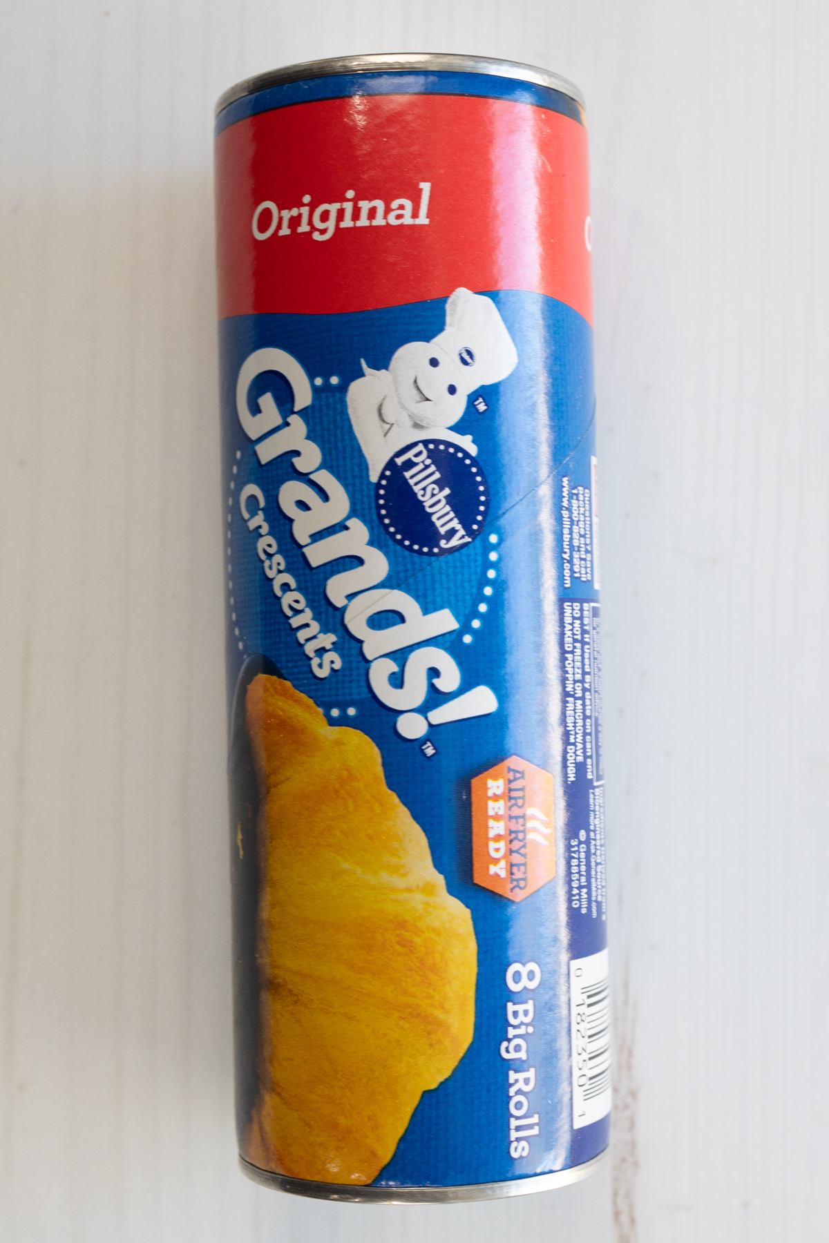 Overhead view of a can of Pillsbury crescent rolls.
